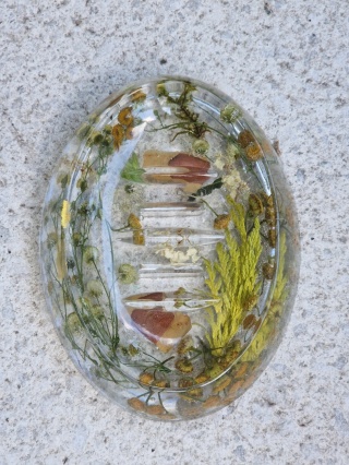 Epoxy resin soap dish with natural plants - unique design | large