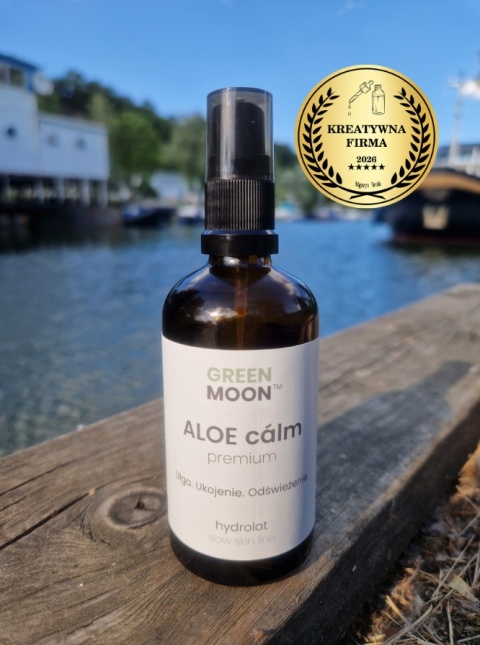 GREEN MOON® ALOE calm premium – hydrolat z aloesu w szklanej butelce z atomizerem