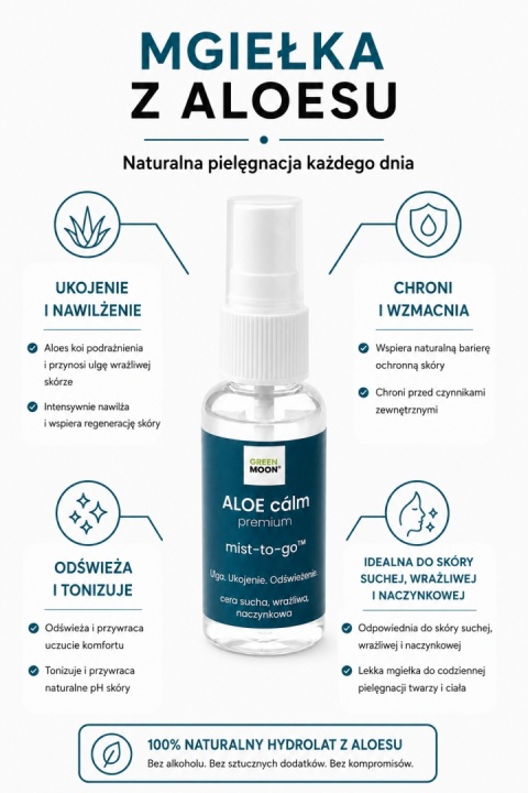 ALOE cálm premium – nawilżająca mgiełka z hydrolatem aloesowym do codziennej pielęgnacji