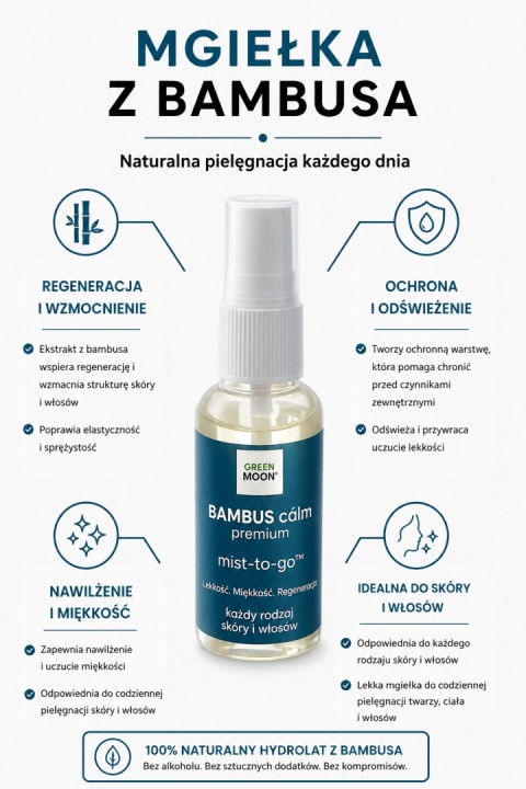 BAMBUS cálm premium mist-to-go – wygładzająca mgiełka z hydrolatem bambusowym