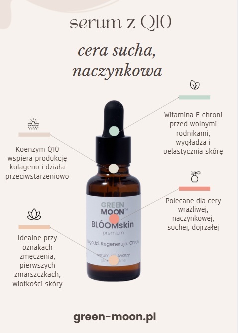GREEN MOON® BLOOMskin premium – serum do skóry suchej z naturalnymi olejami roślinnymi wspierającymi pielęgnację i komfort skóry