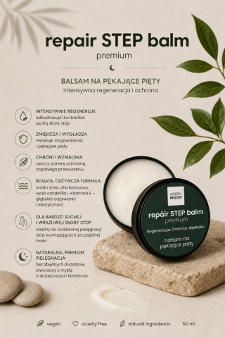 Balsam do suchej skóry stóp i pękających pięt – repáir STEP balm premium 50 ml