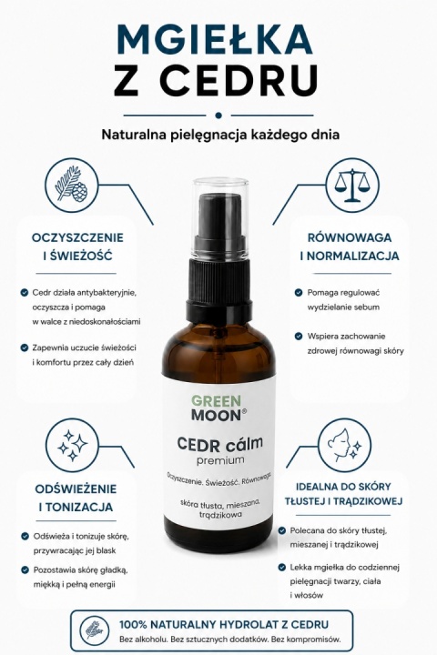 CEDR cálm premium – odświeżająca mgiełka z hydrolatem cedrowym
