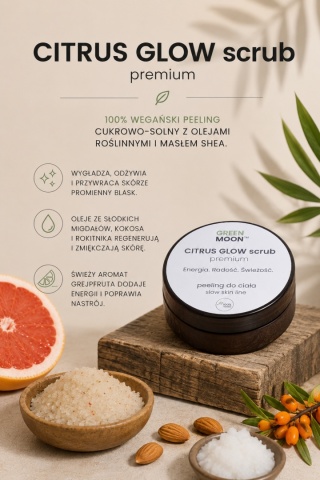 Peeling cukrowo-solny do ciała, grejpfrut – CITRUS GLOW scrub premium 200 g