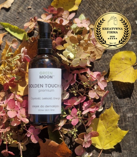GREEN MOON® GOLDEN TOUCH óil premium – olejek do mycia twarzy i demakijażu w butelce z pompką