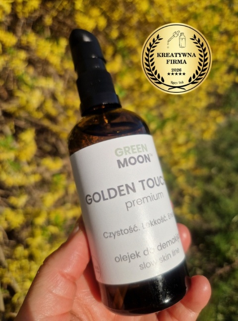 GREEN MOON® GOLDEN TOUCH óil premium – olejek do mycia twarzy i demakijażu w butelce z pompką