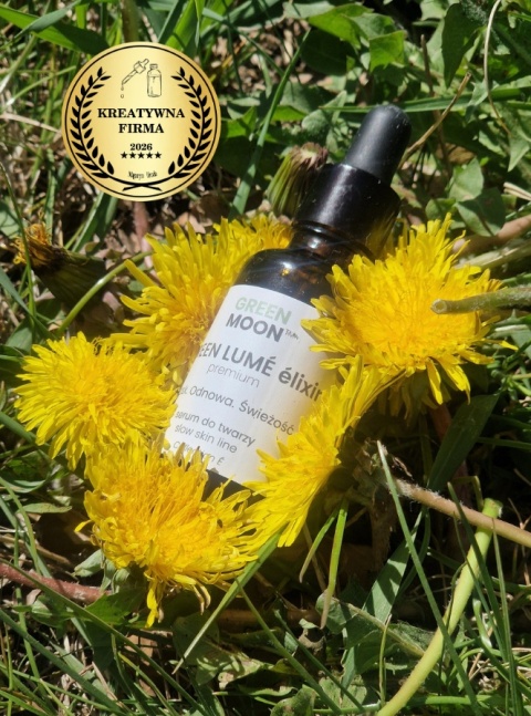 GREEN MOON® GREEN LUME élixir premium – serum do twarzy z roślinnym retinolem i witaminą E w szklanej butelce z pipetą