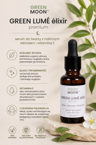 Serum z roślinnym retinolem i witaminą E do skóry dojrzałej – GREEN LUMÉ élixir premium 30 ml