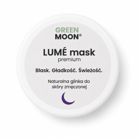 LUMÉ mask premium GREEN MOON® – naturalna fioletowa glinka do pielęgnacji skóry zmęczonej i pozbawionej blasku, 50 ml.