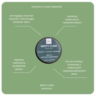 MINTY CLÁIR premium - maść pielęgnacyjna do skóry problematycznej i z niedoskonałościami