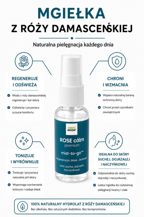 ROSE cálm premium mist-to-go – pielęgnująca mgiełka z hydrolatem róży damasceńskiej