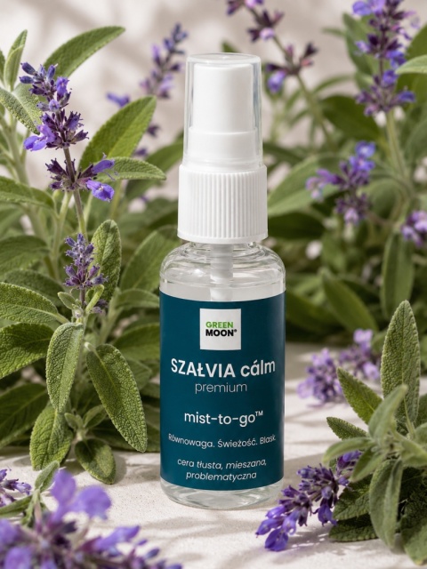 GREEN MOON® SZAŁWIA cálm premium – naturalna mgiełka z hydrolatem szałwii do twarzy, ciała i włosów
