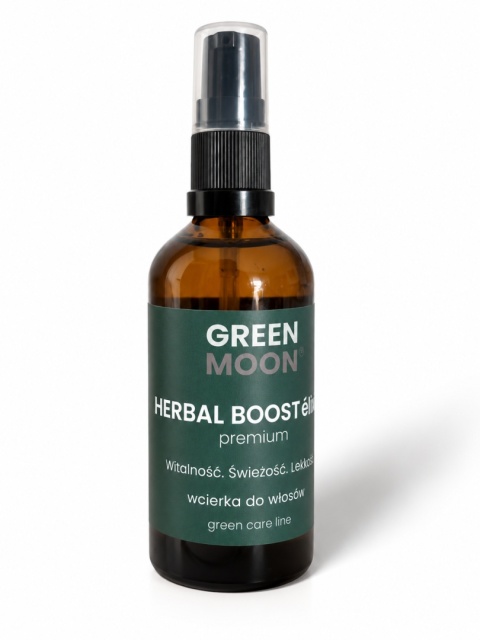 HERBAL BOOST élixir premium – wcierka do włosów GREEN MOON® w ogrodzie pełnym ziół i kwiatów