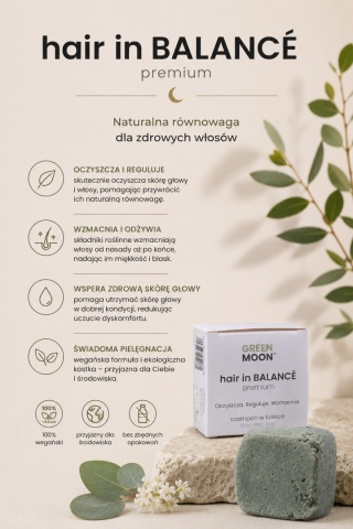 Szampon w kostce do codziennej pielęgnacji włosów – hair in BALANCÉ premium 80 g